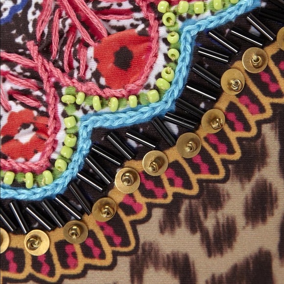 PILYQ Sequin Beaded Embroidered Leopard Cheetah Bandeau Bikini Tube Top - Picture 5 of 7